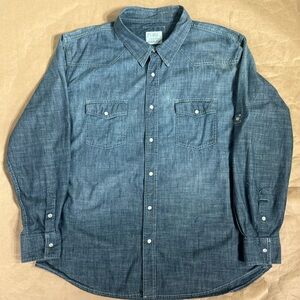 PD&C Men's Casual Blue Button Down Shirt